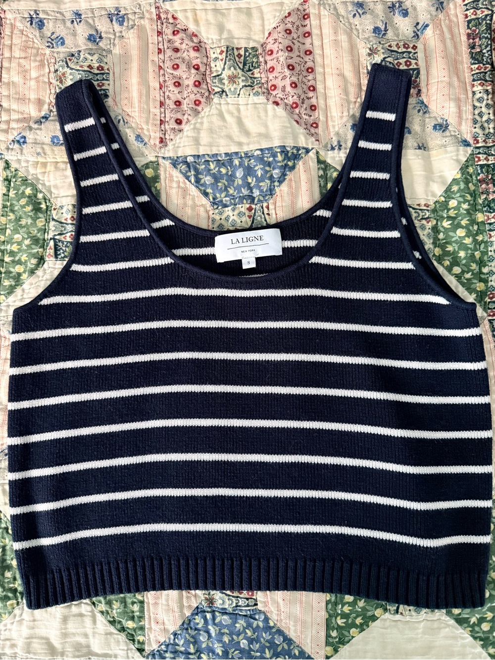 La Ligne navy blue and white knit tank top S